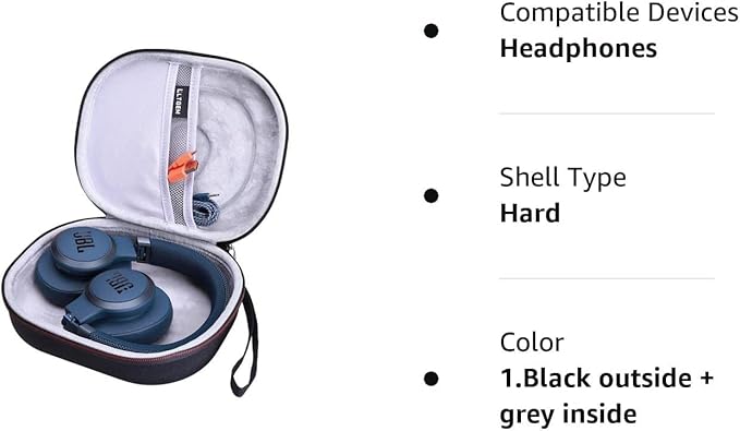 LTGEM Case Compatible with JBL Tune 770NC / 510BT / 720BT / 520BT / 520C / 670NC, for JBL Live 770NC / 670NC / 680NC / 780NC Headphones, Black+Gray