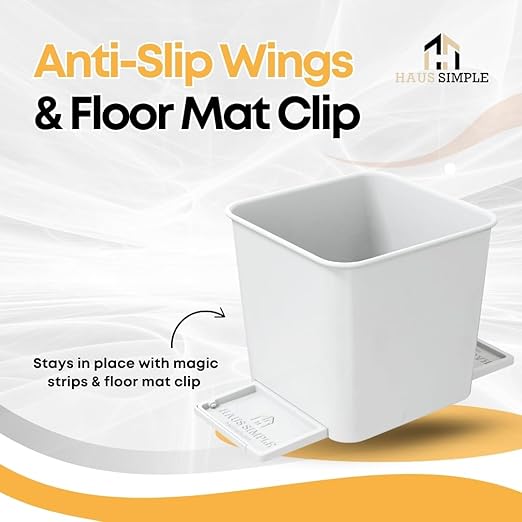 Car Trash Can with Stability Wings – Leakproof Portable Garbage Bin for Fabric & Rubber Mats – Compact Durable Plastic Auto Organizer for Cars, SUVs, Trucks (White, Small)