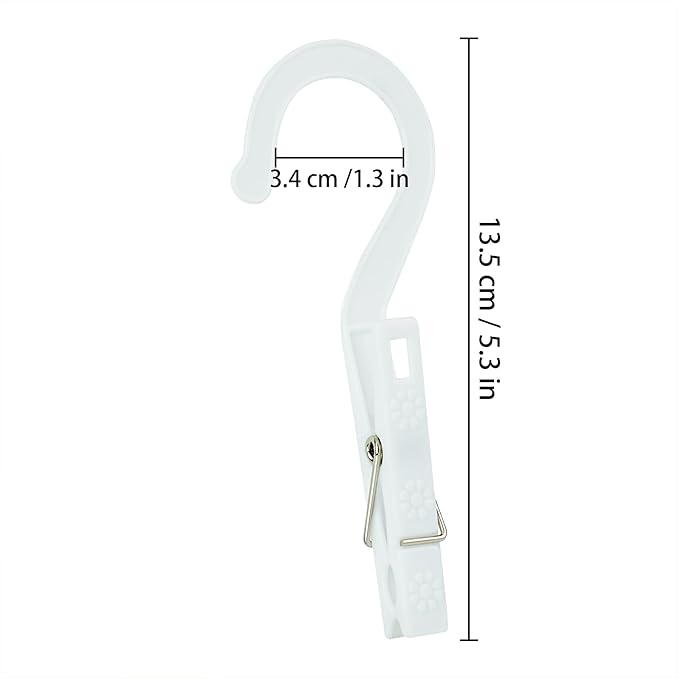 New Talent Laundry Hooks Clip Set of 12, Clothing Pin Hooks, Plastic Clothes Hangers, for Bathroom Travel Portable,White