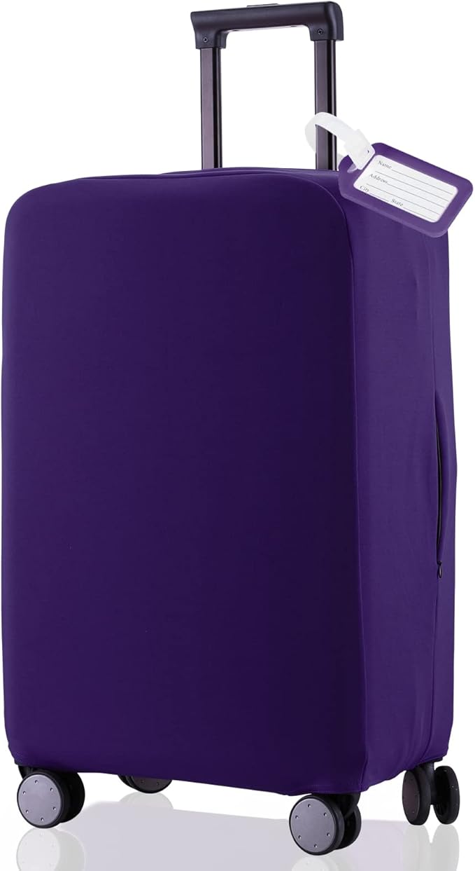 Travel Luggage Cover - Scratch-Resistant Fit 19-31 Inch Suitcase Protector (Purple, SX(22-23 inch))
