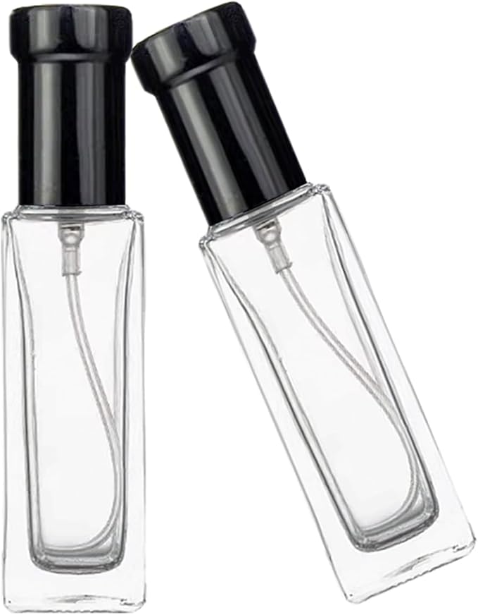 30ml Perfume Spray Bottle, 6PCS Mini Portable Travel Glass Square Spray Bottle,Small Fine Mist Spray Bottle, Refillable Glass Spray Bottle, Sample Spray Bottle (Black, 30ml)