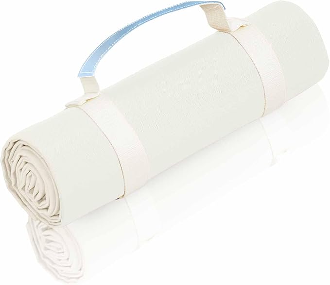 White Picnic Blanket & Beach Mat – Canvas, Machine Washable, Large 4’9” × 6’3”