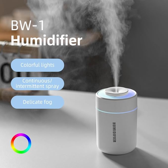 Portable Mini Humidifier, 180ml USB Small Humidifier for Bedroom, Car, Office Desk, Travel & Indoor Plants, 2 Mist Modes, Super Quiet (A-Black)
