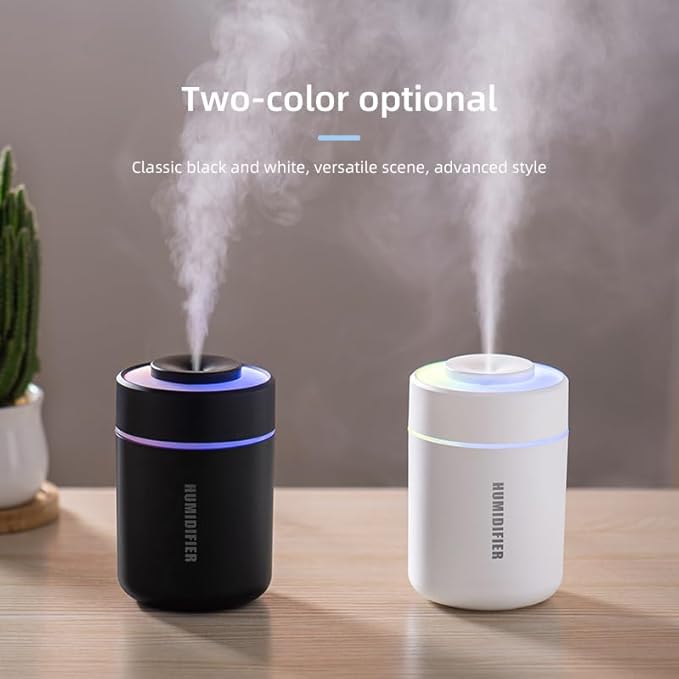Portable Mini Humidifier, 180ml USB Small Humidifier for Bedroom, Car, Office Desk, Travel & Indoor Plants, 2 Mist Modes, Super Quiet (A-Black)