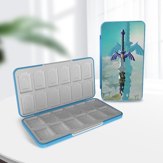 PERFECTSIGHT Switch Game Card Case for Nintendo Switc 2/ OLED/ Lite, 24 Switch Game Holder Cartridge Case with 24 Game & 48 Micro SD Cards Storage, Skyward Sword