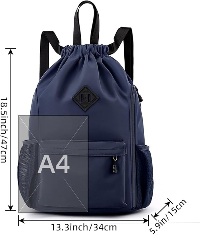 Valleycomfy Waterproof Drawstring Gym Backpack Bag for Men & Women,Sports Gym Bag with Side Pocket Orange