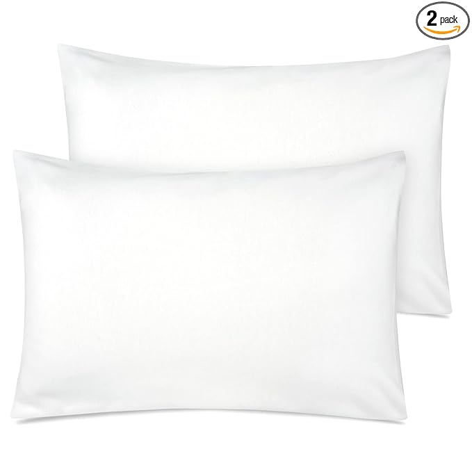Zenssia Organic Cotton Toddler Pillowcase/Travel Pillowcase Pack of 2 Set 13x18 Inches with Envelope Closure - Soft & Breathable Baby Pillow Case Cover Solid White