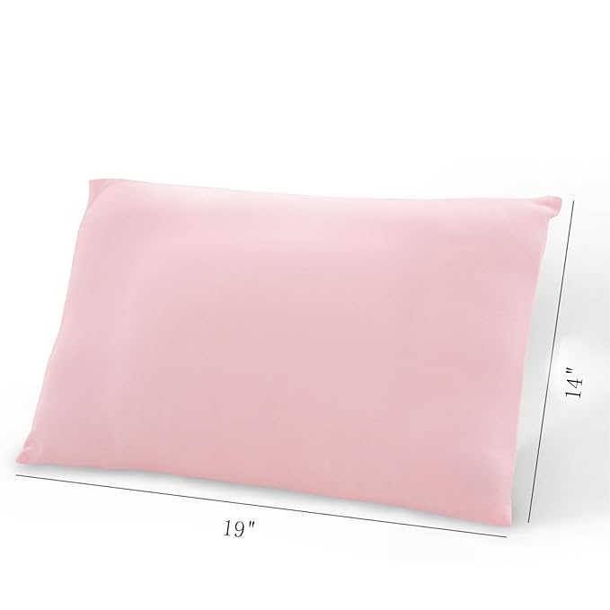 Biloban Organic Cotton 2 Pack Toddler Travel Pillowcase for Children Kid Pillows 13"x 18" or 14"x19", Envelope Travel Toddler Pillow Cover Case (Pink)