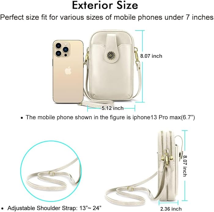 Peacocktion Small Crossbody Bags for Women, Leather RFID Cell Phone Purse, Trendy Travel Crossbody Purses with Zipper