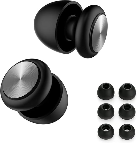 Ear Plugs for Noise Reduction – Reusable Silicone Earplugs with Filter Technology for Sleeping, Travel, Focus, Concerts & Motorcycling Ear Plug +8Tip (Bullet-Black)