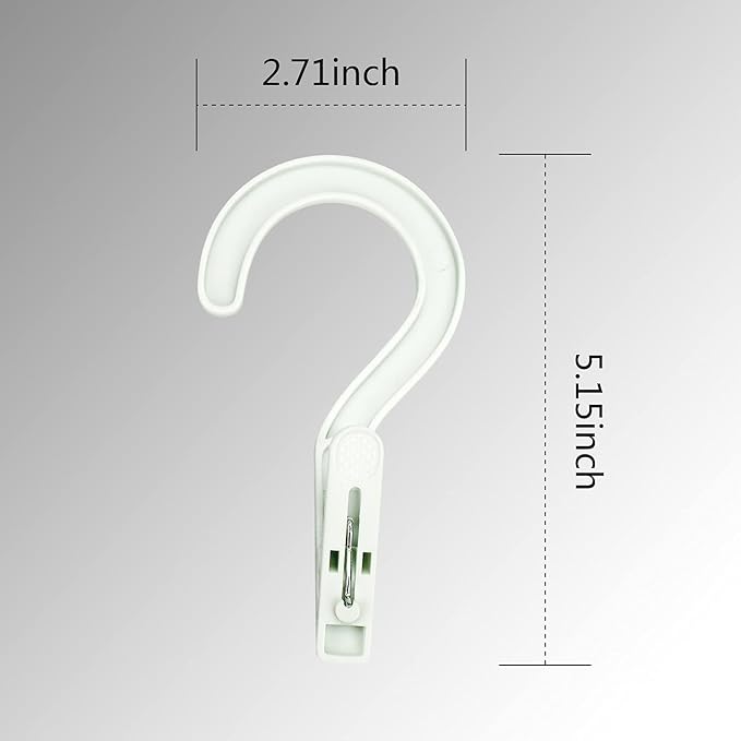 Laundry Hooks Boot Hangers Plastic Clothes Pins Hanger Clips for Bathroom Travel Portable White (12Pcs)
