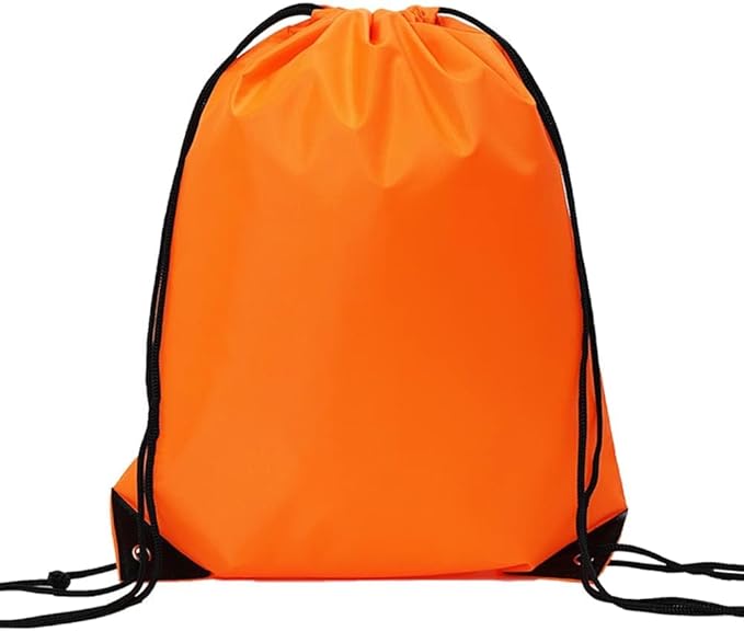CODOBON 20 Pcs Drawstring Backpack Bulk Draw String Bags Cinch Polyester Bag for Gym Sport, Orange