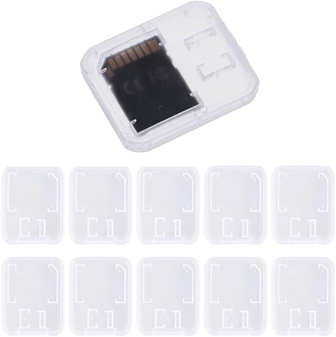 Pack of 10 Clear Plastic Memory Card Case Storage Boxes Compatible with SD SDHC SDXC Micro SD T-Flash Card (Memory Card Not Included)
