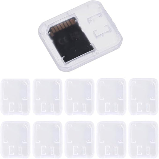 Pack of 10 Clear Plastic Memory Card Case Storage Boxes Compatible with SD SDHC SDXC Micro SD T-Flash Card (Memory Card Not Included)