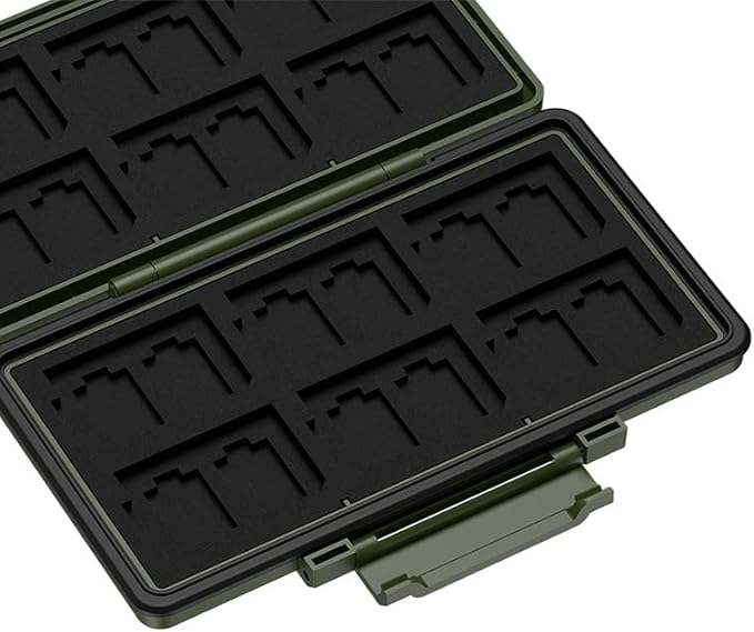 Green 36 Slots Memory Card Case Water-Resistant Anti-Shock Memory Card Wallet for 24 Micro SD SDXC SDHC TF Cards and 12 SD SDXC SDHC Cards