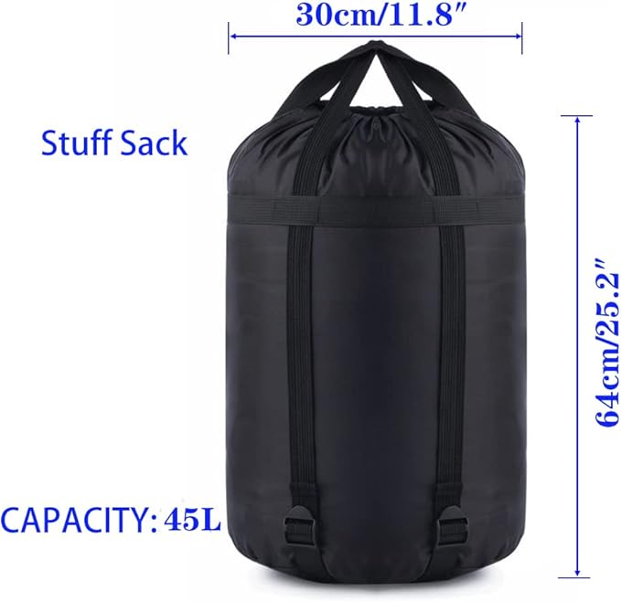 Compression Stuff Sack, 12L/24L/45L Sleeping Bag Cover Sack Sleeping Bags Storage Stuff Sack Organizer - Great Sleeping Bags Clothes Camping Hiking Backpacking