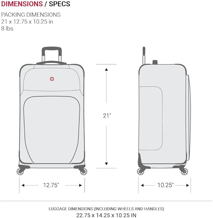 SWISSGEAR Sion Softside Expandable Spinner Luggage Durable Lightweight Travel Suitcase, Evergreen, 3-Piece Set (Carry-On/Medium/Large)