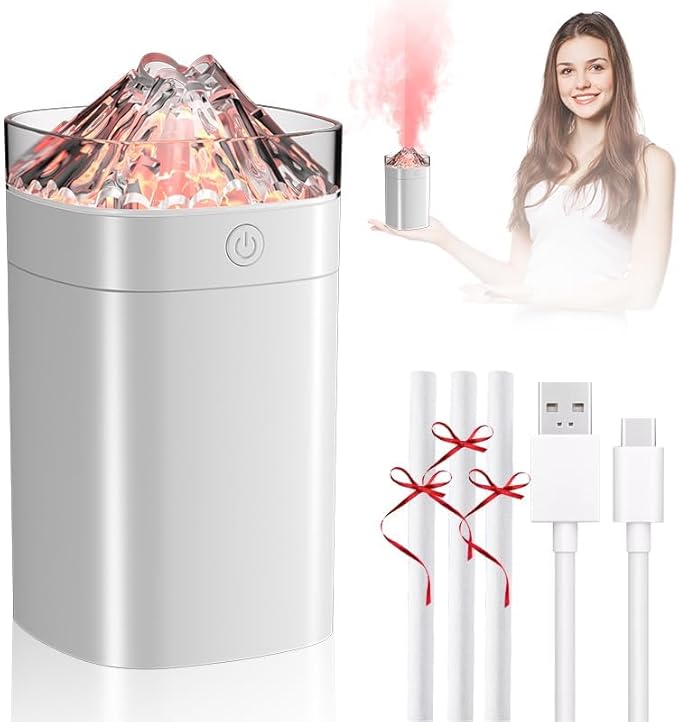 Portable Small Humidifier, 400ml Cool Mist Humidifiers for Bedroom, USB Powered Desktop Humidifier with Light for Car, Office, Travel, Plants, Auto Shut-Off, 2 Mist Modes, Super Quiet, White