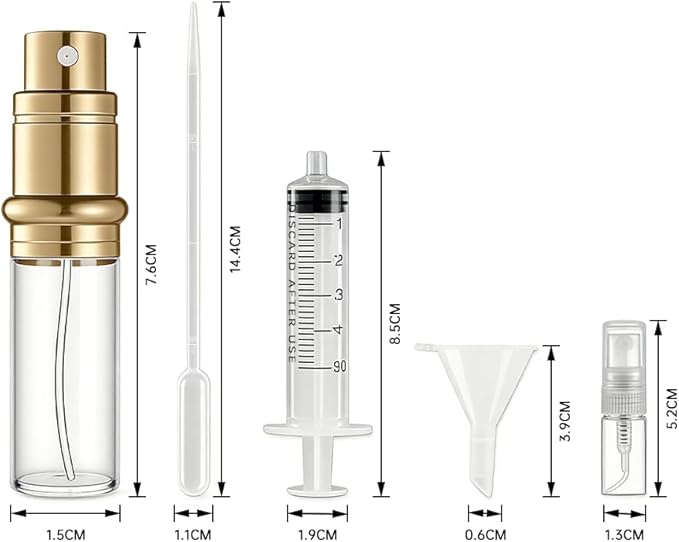 Atomizer Perfume Spray Bottle Refillable - 5ml Glass Inner Bottle with Premium Leather Case, Portable Travel Sprayer for Fragrance Lovers (Glass Bottle)