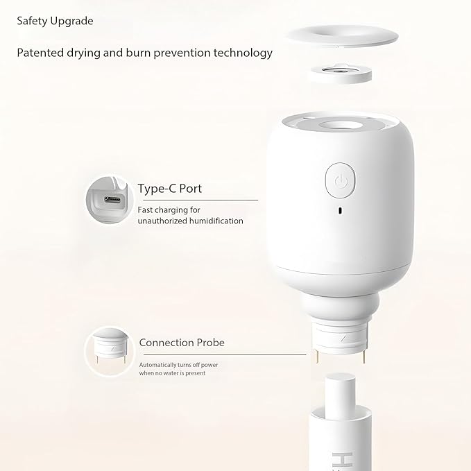 Portable mini humidifier stick, apply to all cup, water bottle, ultra quiet & delicate mist for bedroom, office desk, travel, car, convenient and efficient