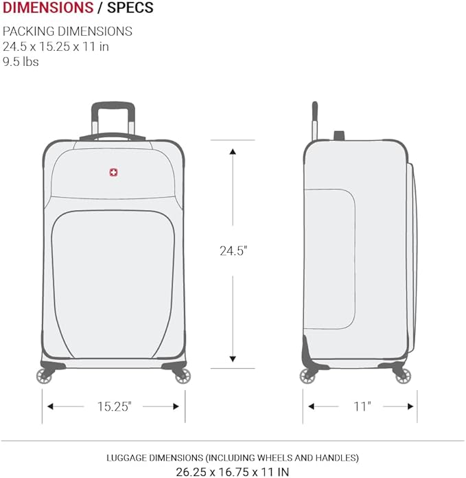 SWISSGEAR Sion Softside Expandable Spinner Luggage Durable Lightweight Travel Suitcase, Evergreen, Checked-Medium