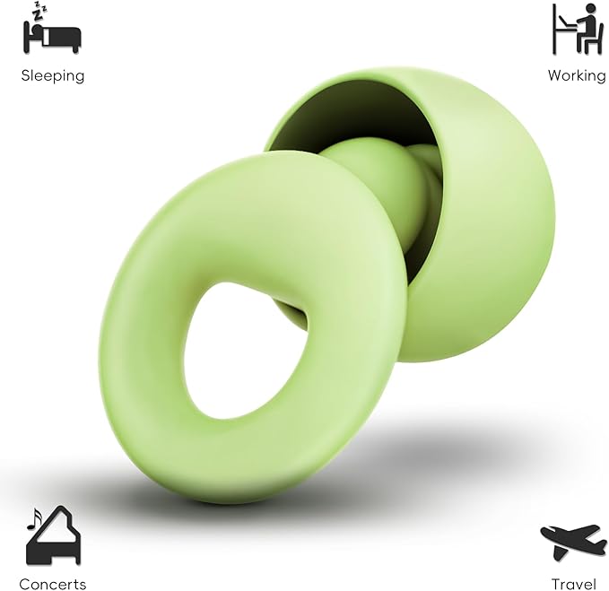 Noise Canceling Earplugs for Sleep and Concentration– New Flexible Earplugs for Better Attenuation–2 Pair Reusable –Deal for Side Sleepers &Noise Sensitive Person – 27dB Noise Cancellation–Dark Green