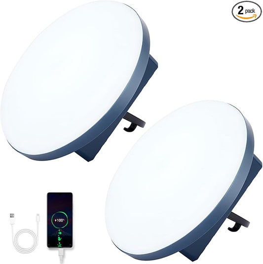 2Pack Tent Light Rechargeable, 60W Camping Lights, Hanging Tent Lights with Magnet, Canopy Lights Outdoor, LED Camping Lantern, Flashlight Portable, Emergency Light for Home Outdoor