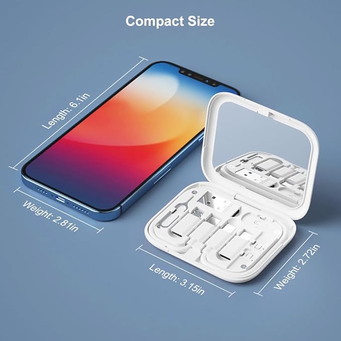 YANZIE USB-C Travel Adapter Kit for iPhone, Pixel & Galaxy: USB-A to C, Micro-USB to C, Type-C to Lightning, Short USB-C Cable, OTG, Mirror Case