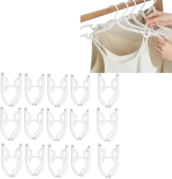20Pcs Travel Hangers Foldable Cruise Essentials for Flying RV Hotel White
