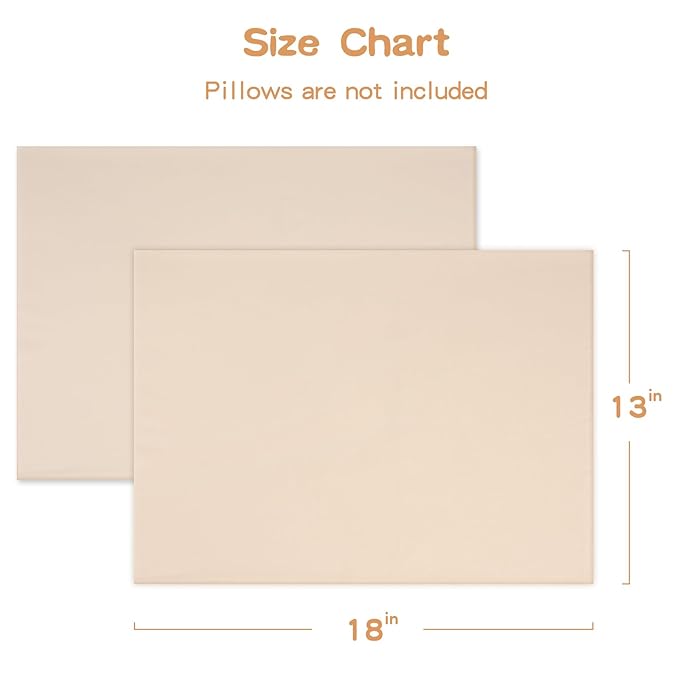 Zenssia Organic Cotton Toddler Pillowcase/Travel Pillowcase Pack of 2 Set 13x18 Inches with Envelope Closure - Soft & Breathable Baby Pillow Case Cover Solid Taupe