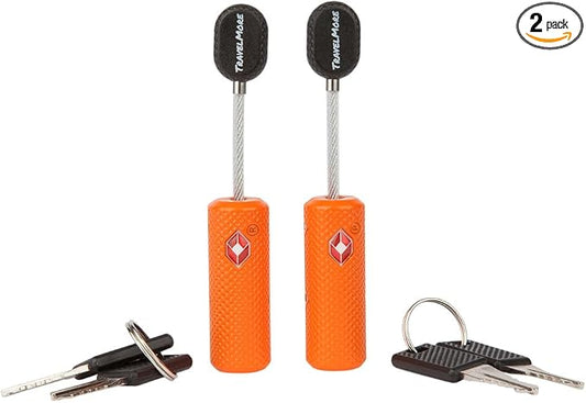 2 Pack TSA Approved Luggage Locks with Keys for Travel – Flexible Ultra Secure Mini Key Padlock & Metal Zinc Alloy Material – Orange