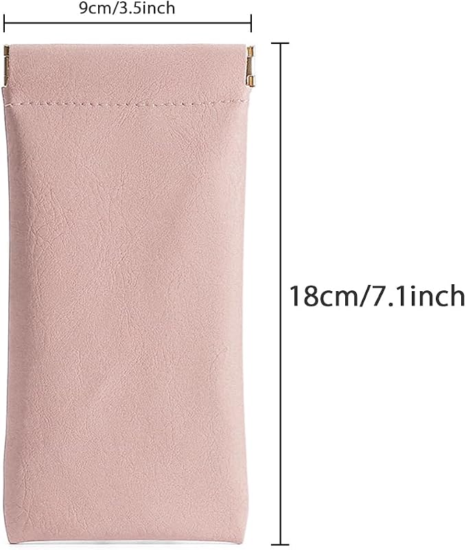 3 Pack Leather Eyeglasses Cases PU Soft Sunglasses Pouch Squeeze Top Portable Glasses Cases for Men Women
