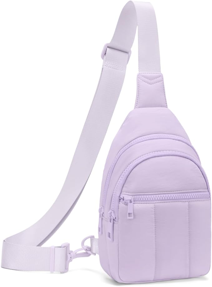 Viverte Quilted Puffer Crossbody Bags for Girls Gifts for Teen Girls Sling Bag Lightweight Cross Body Bubble Purse Shoulder Bag for Travel (Lavender)
