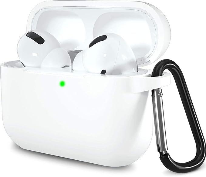 Lerobo Compatible with AirPods Pro 2 Case,Waterproof Silicone Case for AirPods Pro Case Cover,Shockproof Full Protective Cover Compatible for Airpods Pro with Carabiner Front LED Visible,White
