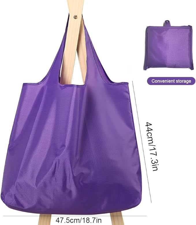 Large 50lbs Heavy Duty Reusable Foldable Grocery and Shopping Tote Bags - Washable Polyester Bags in Pocket