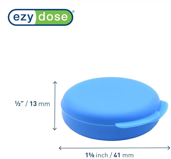 EZY DOSE Daily Round, Compact, Small, Discdrete, Portable On-The-Go Pocket Pharmacy, Pill Box, Organizer and Vitamin Containers, Snap Shut Lids, Travel Friendly, Blue & Pink, 2 Pack, BPA Free