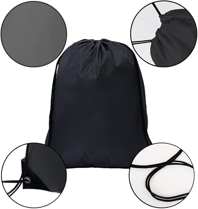 CODOBON 40 Pcs Drawstring Backpack Bulk Draw String Bags Cinch Polyester Bag for Gym Sport, Black