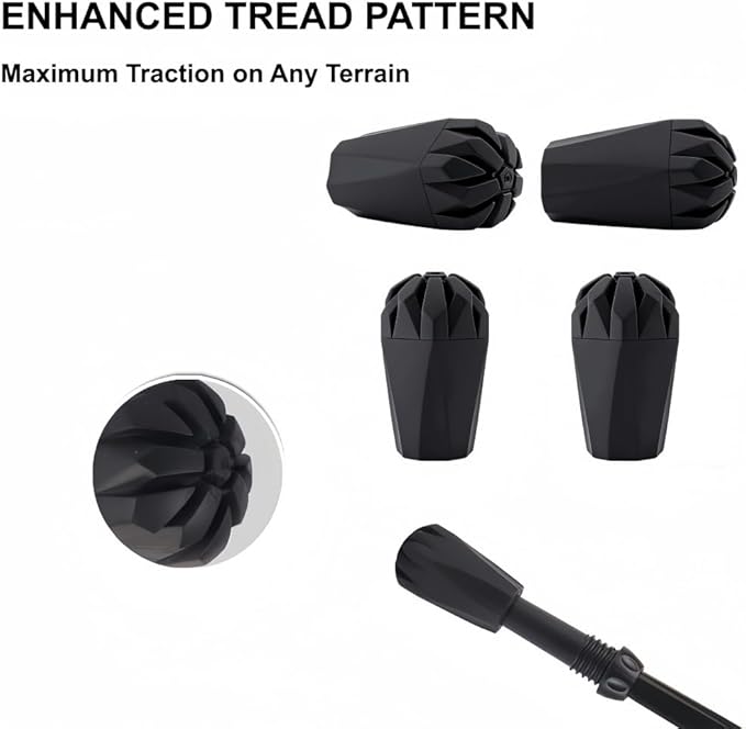 Walking Stick Tips Rubber 4pcs Trekking Pole Tips Replacement- Rubber Feet for Hiking Poles, Walking Sticks, Trekking Poles | Rubber Tip for Walking Sticks Hiking Trekking Poles Boot Tips Rubber Feet