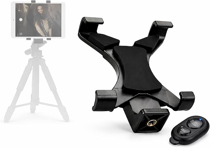 Acuvar Universal Tablet Tripod Mount Holder, Adjustable Stand Adapter for iPad, Samsung Galaxy Tab & Microsoft Surface, Fits 8-11 Inch Tablets, Tablet Holder with Remote Shutter