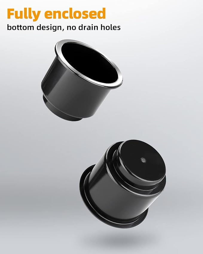 JoyTutus Cup Holder Insert 2pcs for RV Boat Car Couch Golf Cart, Elegant Chrome, Large Plastic Universal Drop in Cup Holder for Pontoon Table Sofa