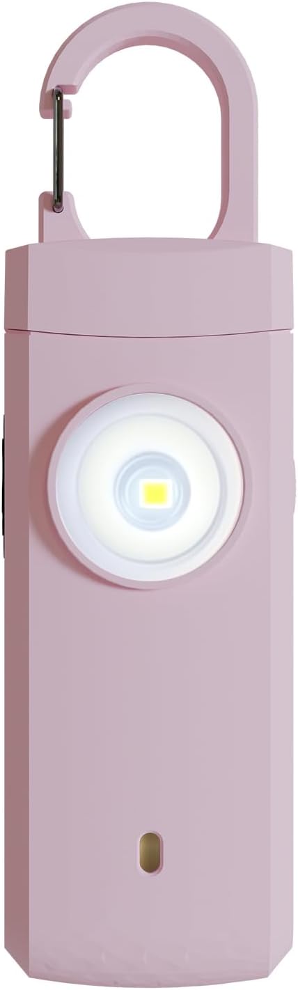 Rechargeable Personal Safety Alarm for Women, 130dB Loud Siren Birdie Sound, Strobe SOS LED Light, USB C Charging, Personal Alarm Keychain for Women