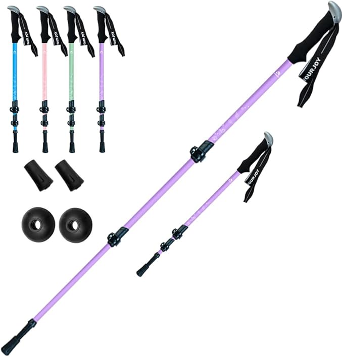 Hiking Trekking Poles for Kids, 2 Pack Anti Shock, Adjustable, Collapsible Hiking Poles for Trekking or Walking, Lightweight Aluminum Sticks