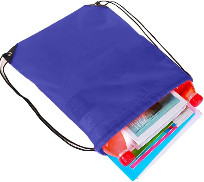 CODOBON 40 Pcs Drawstring Backpack Bulk Draw String Bags Cinch Polyester Bag for Gym Sport, Royal Blue