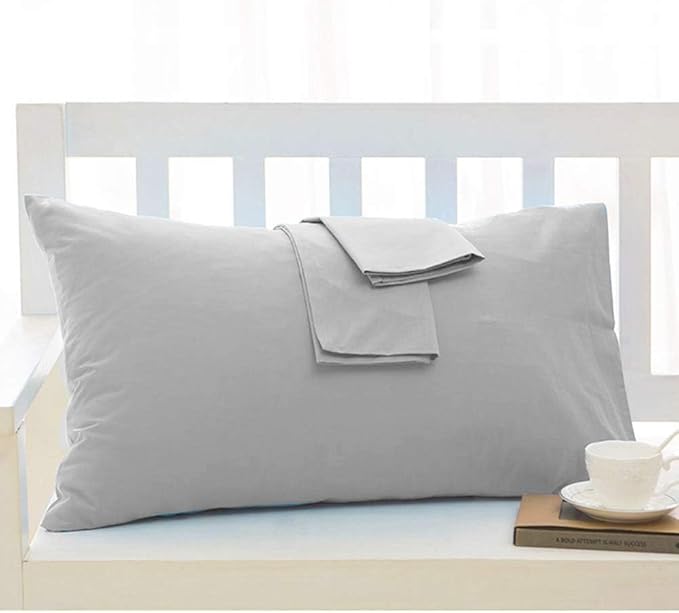 Travel Pillowcase 13x18 500 Thread Count Egyptian Cotton Set of 2 Toddler Pillowcase Envelope Closer 100% Egyptian Cotton (Toddler Travel 13x18 Envelope, Silver Grey Solid)