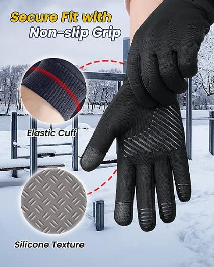 FEWTUR Winter Waterproof Gloves for Women and Men - Thermal Gloves with Touchscreen Fingers, Warm Gloves for Running, Bike and Hiking Cold Weather