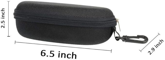traderplus 3Pcs Hardshell Sunglasses Case/Eyeglasses Box with Zipper and Hook For Men & Women Black