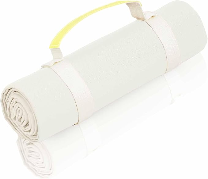 White Picnic Blanket & Beach Mat – Canvas, Machine Washable, Large 4’9” × 6’3”