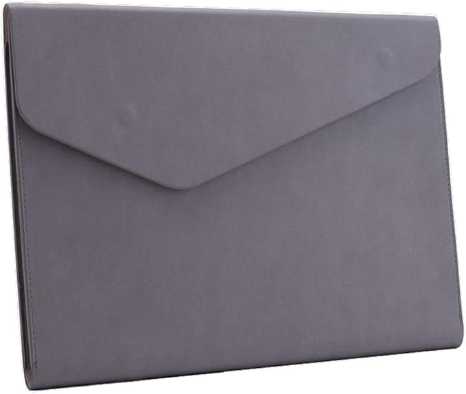 PU Leather A4 File Folder Document Holder Waterproof Portfolio Envelope Folder Case with Invisible Magnetic Closure Gray