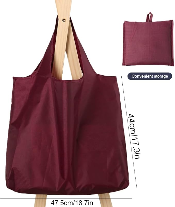 Large 50lbs Heavy Duty Reusable Foldable Grocery and Shopping Tote Bags - Washable Polyester Bags in Pocket