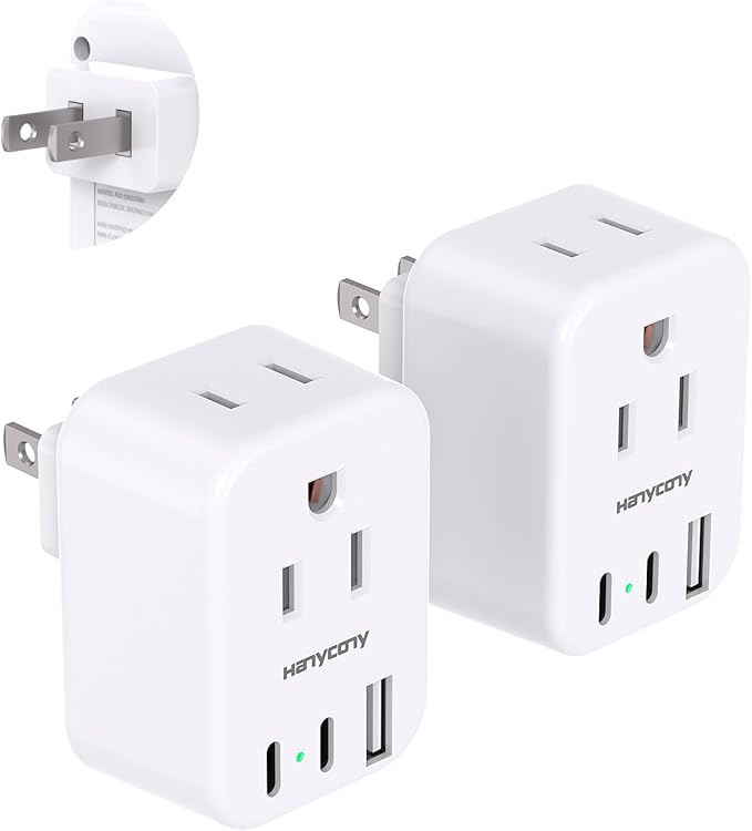 US to Japan Plug Adapter, HANYCONY Japan Power Adapter with 2 Outlets 3 USB Ports(2 USB C), Travel Plug Adapter for Amercian USA to Japanese China Canada Mexico Philippines Peru, 2 Pack